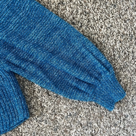 Free People Edessa In Blue Off Shoulder Heavy Knit Sweater - Picture 6 of 7